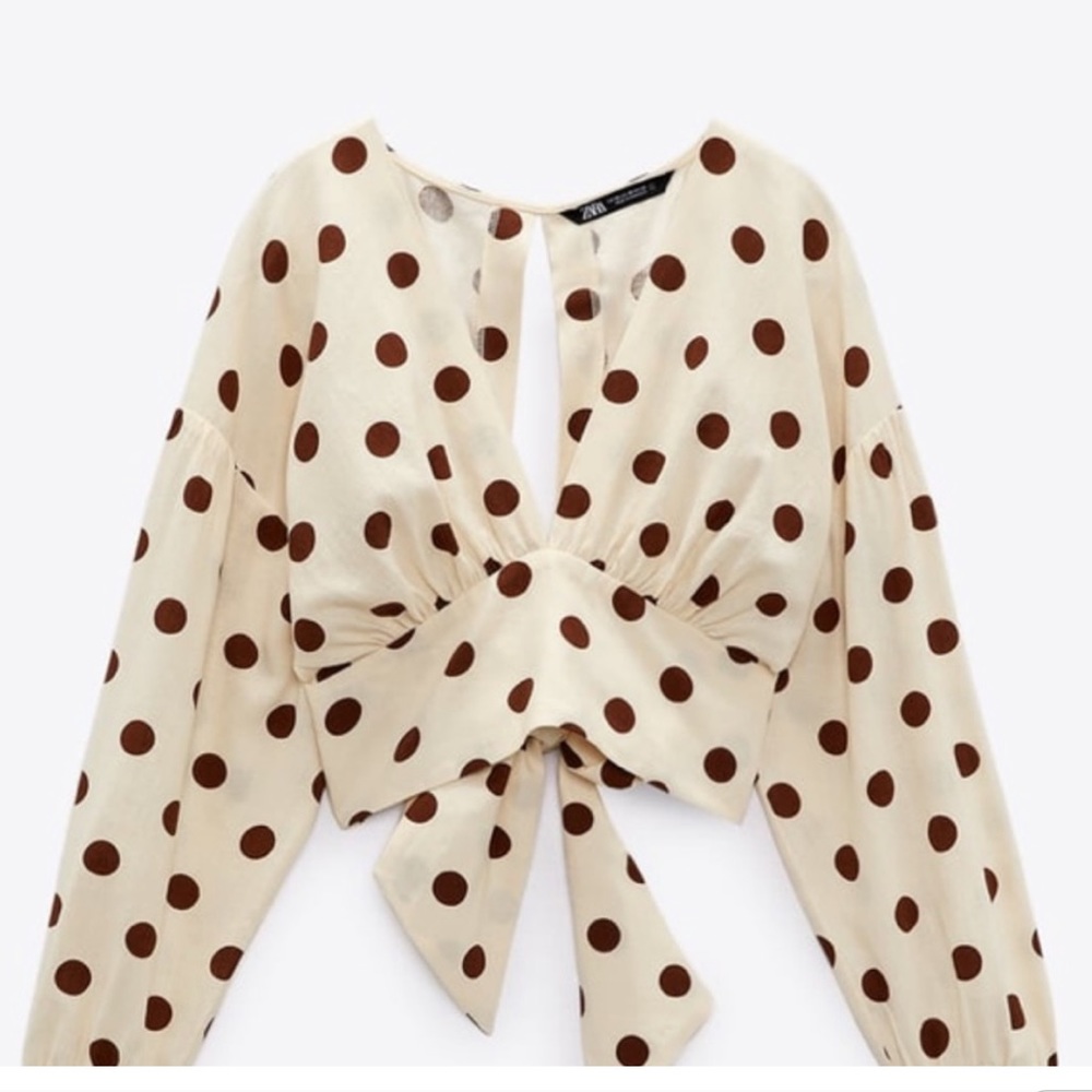 Zara polka dot ecru top